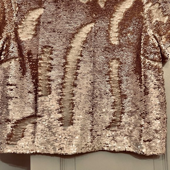 Gold Sequin Short Sleeve Color Changing Blouse Size Small - Picture 11 of 16